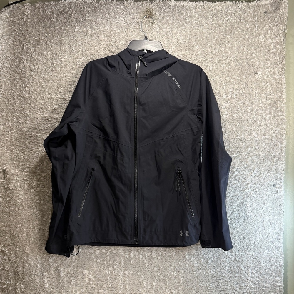 Under Armour Storm Black Lightweight Hooded Rain Jacket Small Outdoor Nature